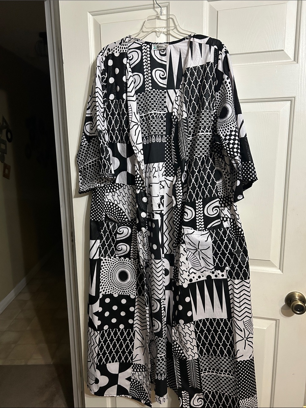 Black & White Geometric Patchwork kimono